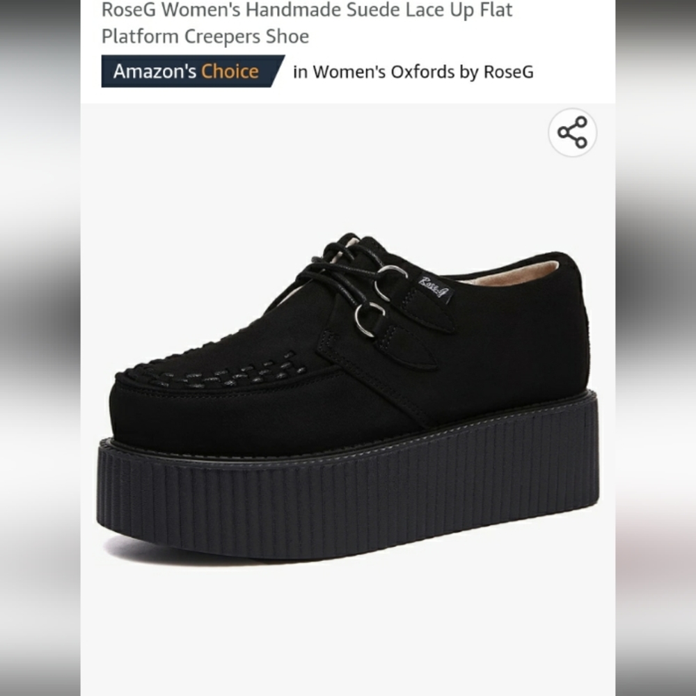 Women's Black Suede Lace Up Platform Creepers Shoes US10